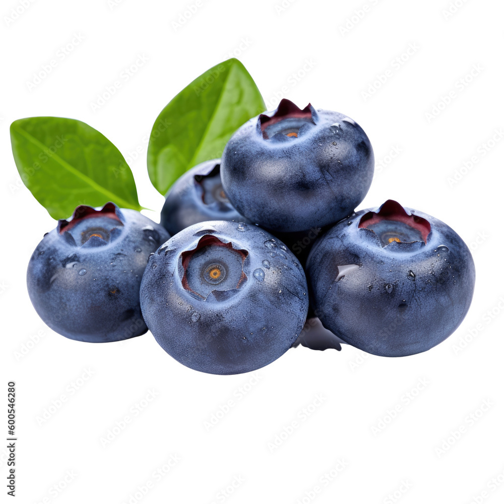 blueberries isolated on a transparent background, generative ai - obrazy, fototapety, plakaty 