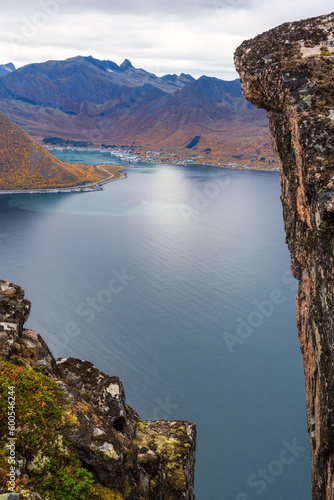 View from the cliffs towards Senjahopen at the other side of Mefjorden in Troms og Finnmark, Norway photo