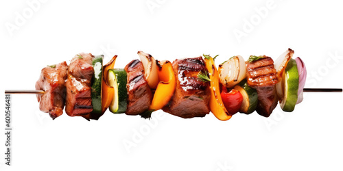 kebab skewer with vegetables isolated on a transparent background