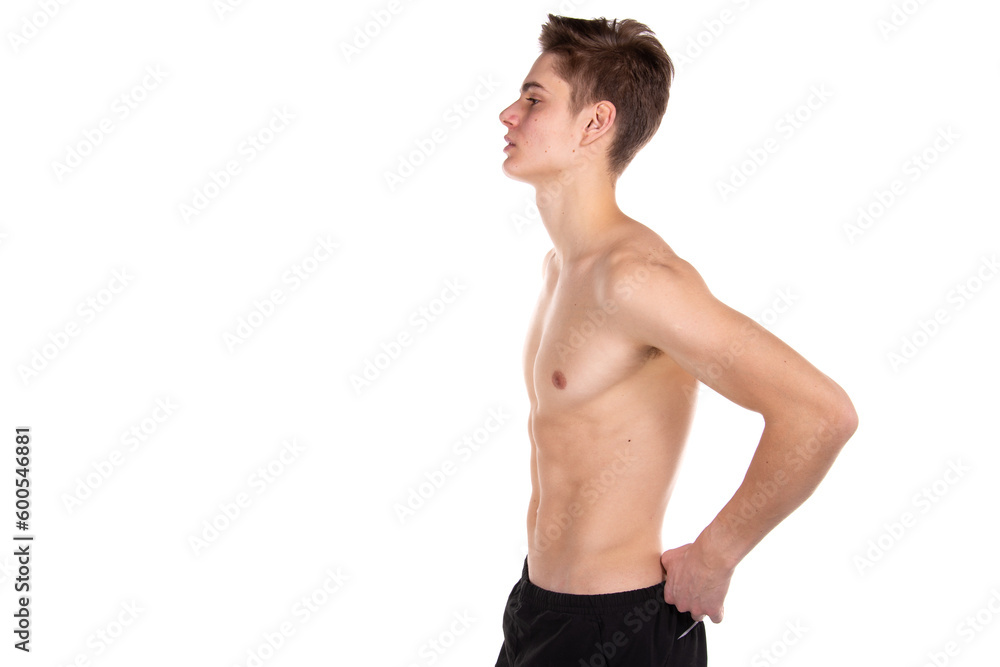 Young attractive guy posing in the studio.	