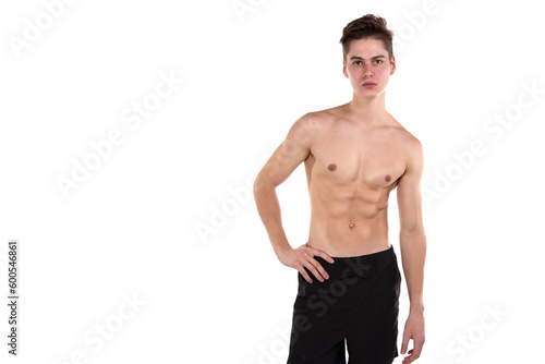 Young attractive guy posing in the studio. 