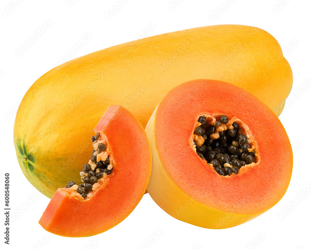 papaya isolated on white background, full depth of field papaya isolated on white background, full depth of field