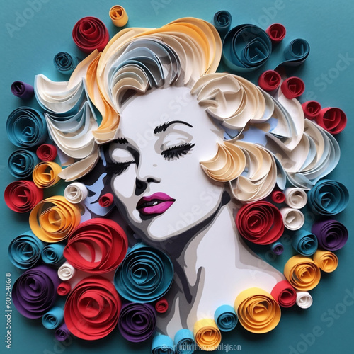 paper quilling Marilyn Monroe, Generative AI