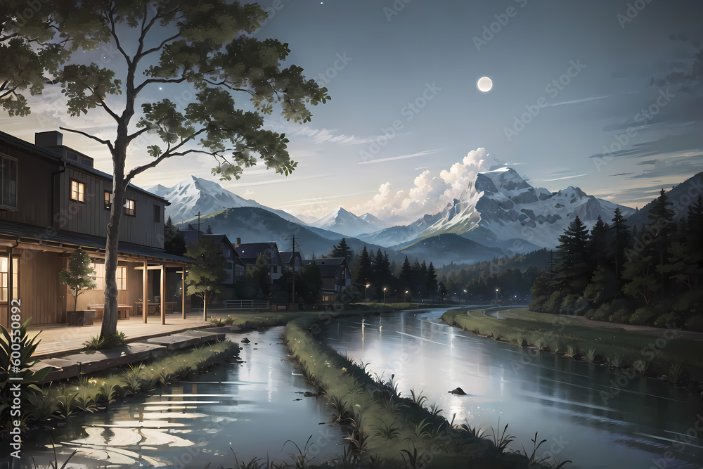 Fototapeta premium Stunning Nighttime Landscapes: Capturing the Beauty of Nature, Fantasy, and Abstract Art in Ultra-Detailed Quality