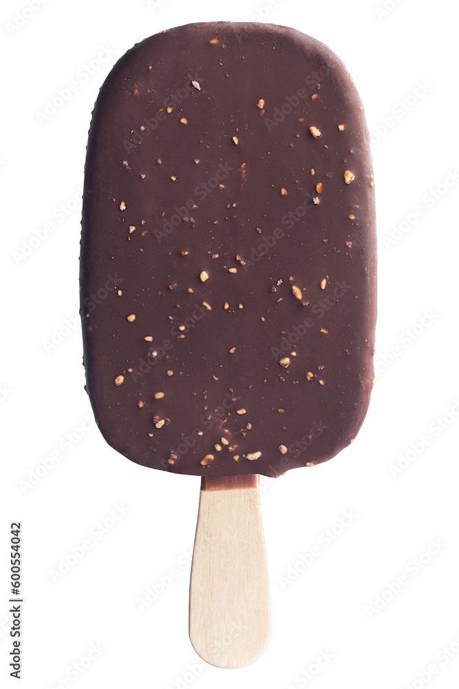 ice cream covered with chocolate, isolated on white background ice cream covered with chocolate, isolated on white background