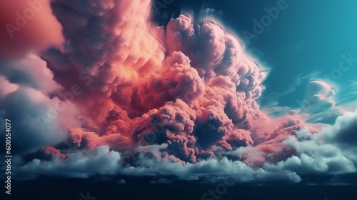 Abstract 3d Colorful Clouds Background. High Detail. 3D Amorphous Multi Color Cloud. 