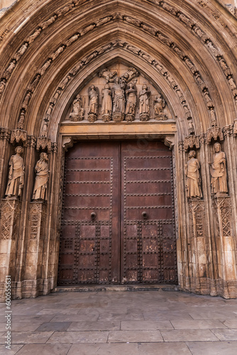 Metropolitan Cathedral - Basilica of Assumption of Our Lady of Valencia  or Saint Mary s Cathedral  Valencia Cathedral  XIII century . Door of the Apostles. Valencia  Spain.