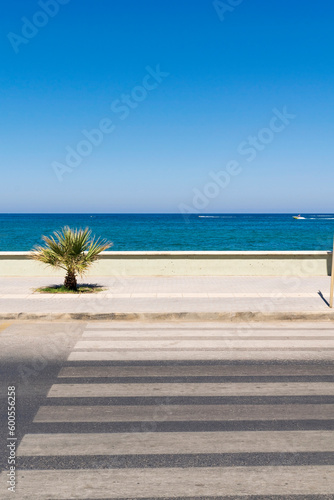 Pedestrian crossing road near the sea. Greek resort. © iri.art