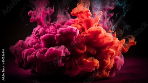 Abstract 3d red Color Splash Background. High Detail Burst of Vibrant Paint. 3D Amorphous Multi Color Cloud. Colorful Liquid Smoke.