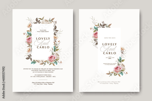 wedding card template with wild floral © FizkiaStock