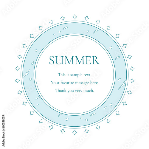 素材_フレーム_太陽と海と空をモチーフにした夏の飾り枠。高級感のある囲みのデザイン