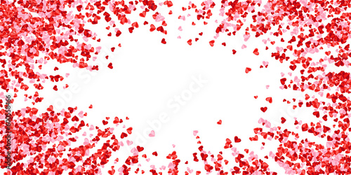Paper cut rosy heart symbols romantic background design. Valentine carnival decor. Poster