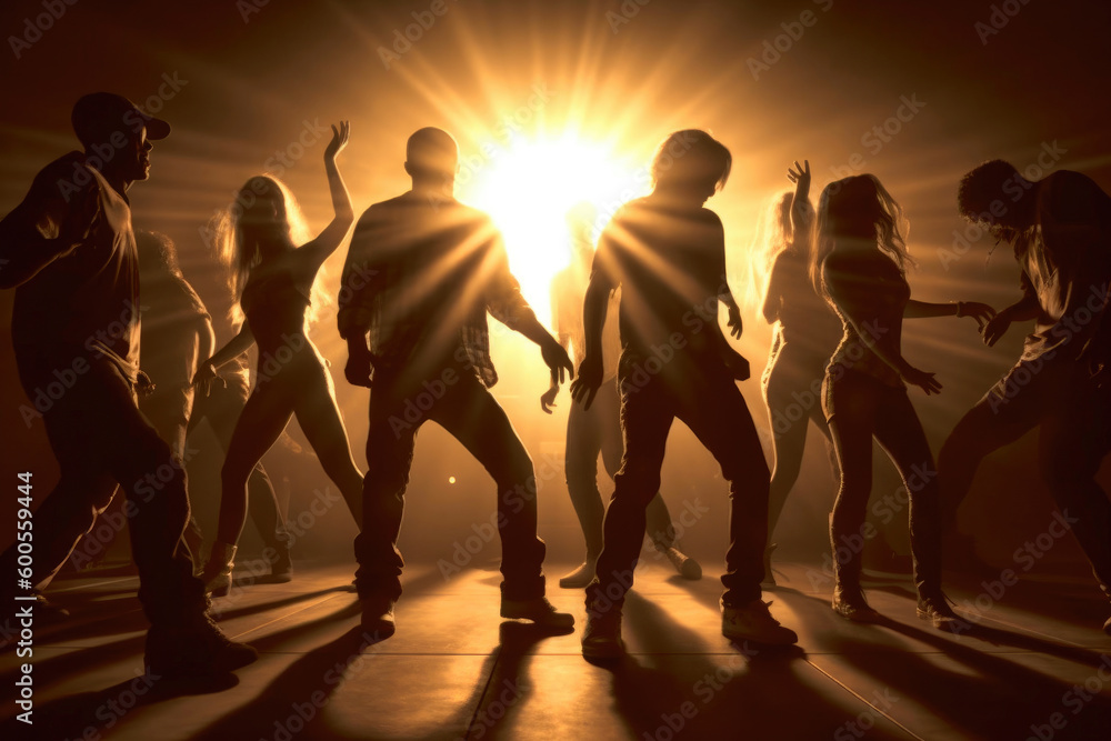 Group of hip hop dancing on dance floor. Generative AI
