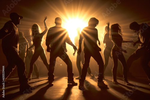 Group of hip hop dancing on dance floor. Generative AI