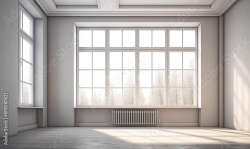 The open white modern plastic window in the room, generative AI