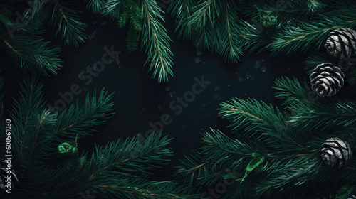 Fir or pine christmas and new year holiday green backdrop. Generative AI