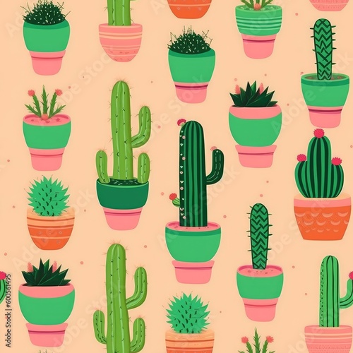 Cactus plants pattern background