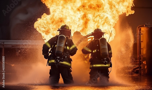 firefighters with extinguisher Generative AI