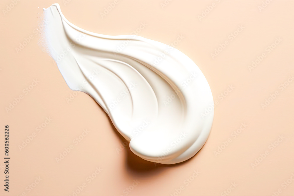 Smear of cosmetic cream on a beige background, top view. A skin care product for the face and body. Smear of cosmetic cream on a beige background, top view. A skin care product for the face and body.