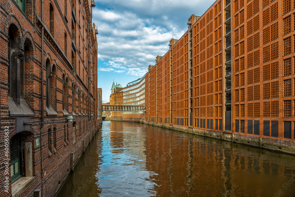 City view in the warehouse district of Hamburg