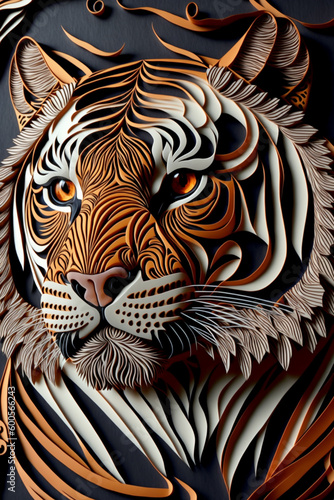 The tiger was magnificent tiger paper quilling  Generative AI