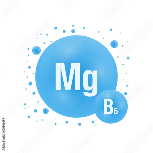 Minerals Magnesium Mg and vitamin B6. Medical healthcare concept. Vector illustration