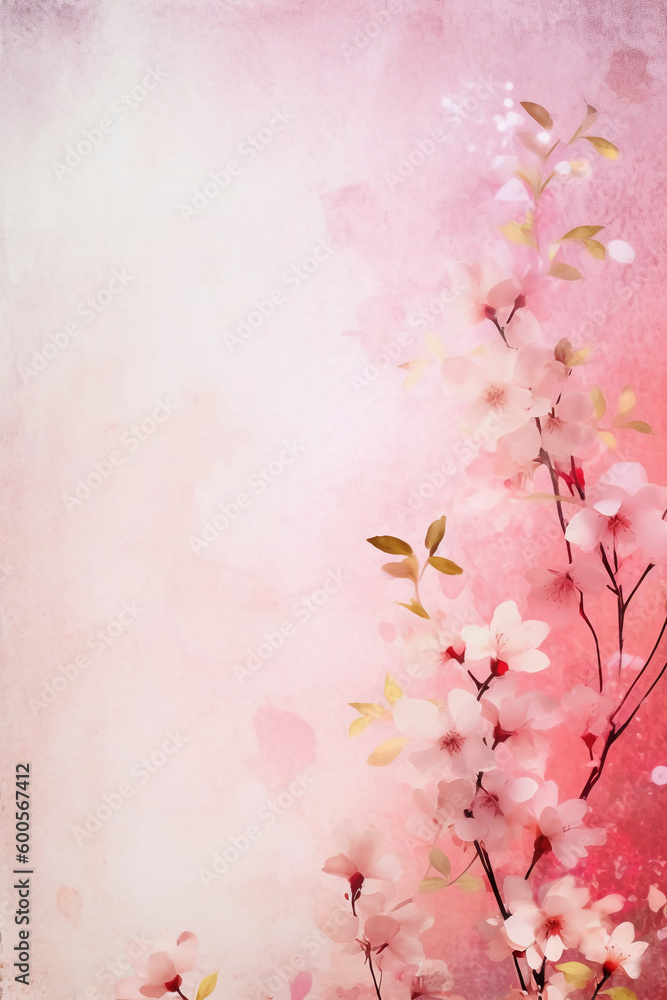 light pink background paper texture tiny petal flower painting in watercolor style. AI generative light pink background paper texture tiny petal flower painting in watercolor style. AI generative