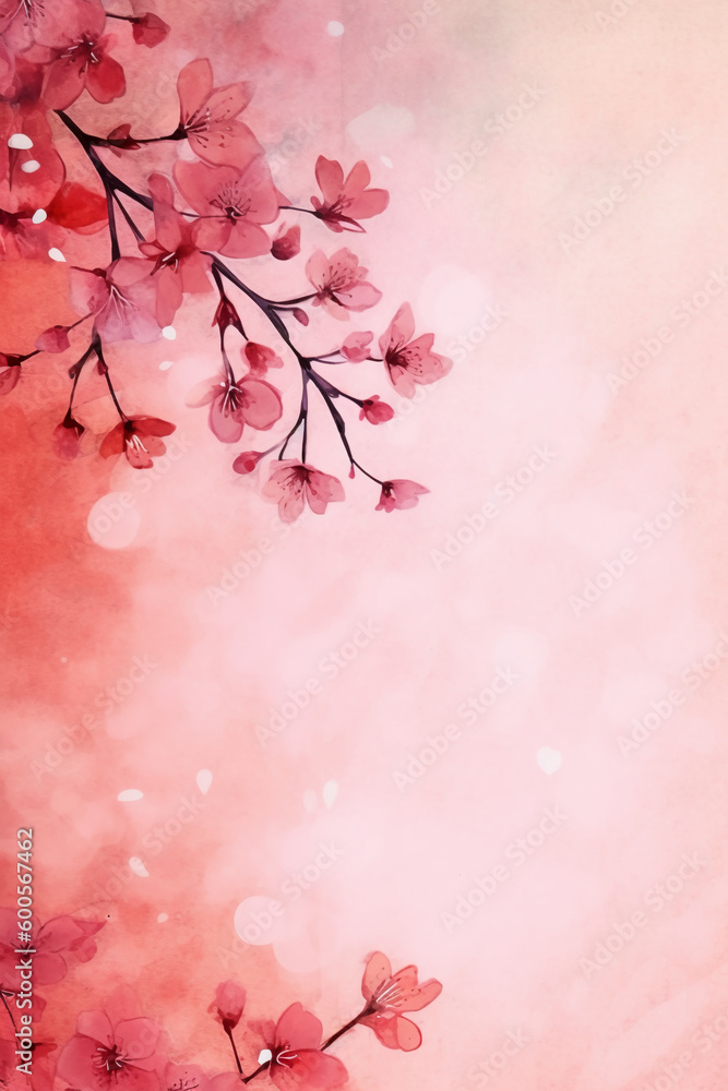 light pink background paper texture tiny petal flower painting in watercolor style. AI generative light pink background paper texture tiny petal flower painting in watercolor style. AI generative