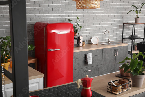 Wallpaper Mural Interior of modern kitchen with stylish refrigerator Torontodigital.ca