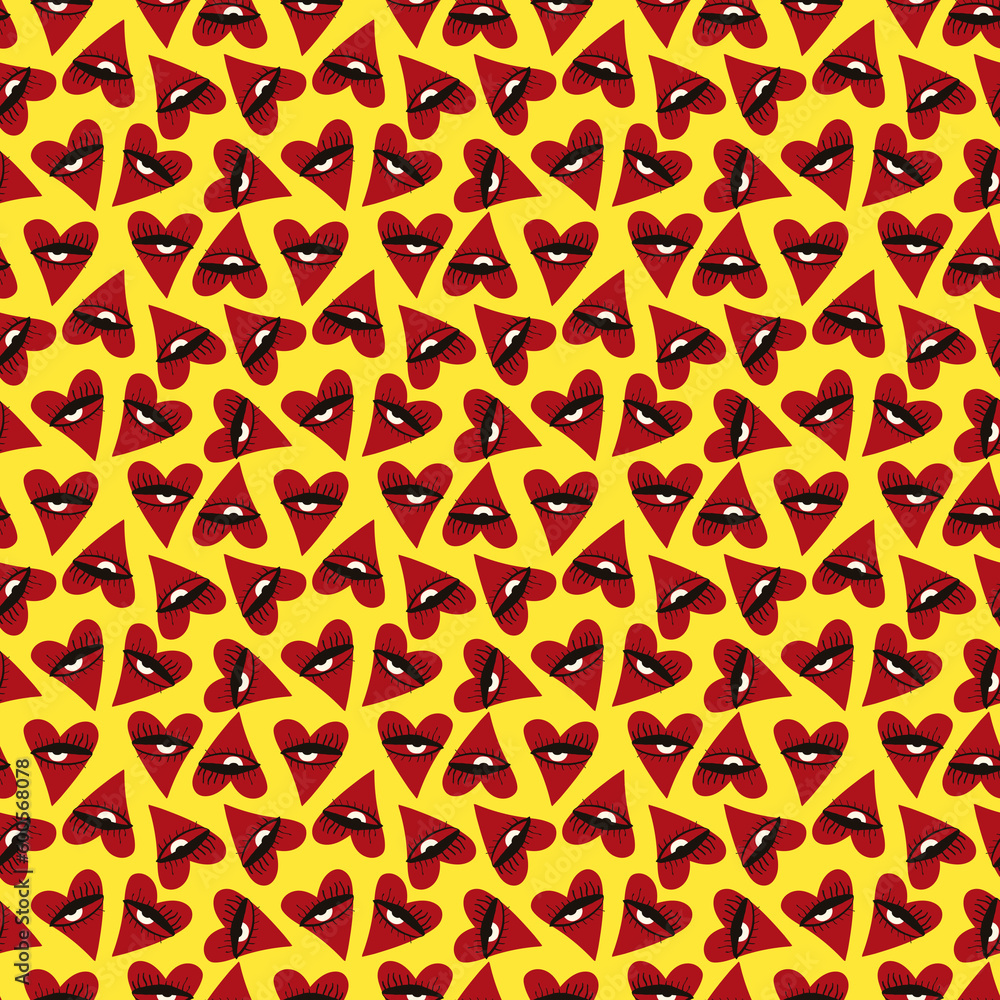 Valentines Day pattern with ugly devil hearts Valentines Day pattern with ugly devil hearts