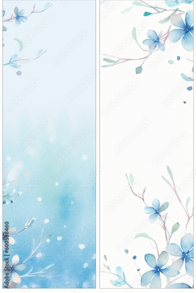 light blue background paper texture tiny petal flower painting in watercolor style. AI generative