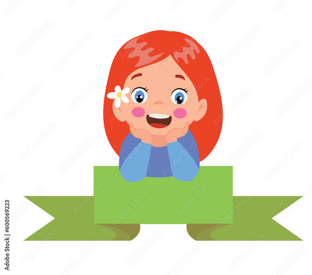 Cartoon little boy with a banner on a white background Cartoon little boy with a banner on a white background