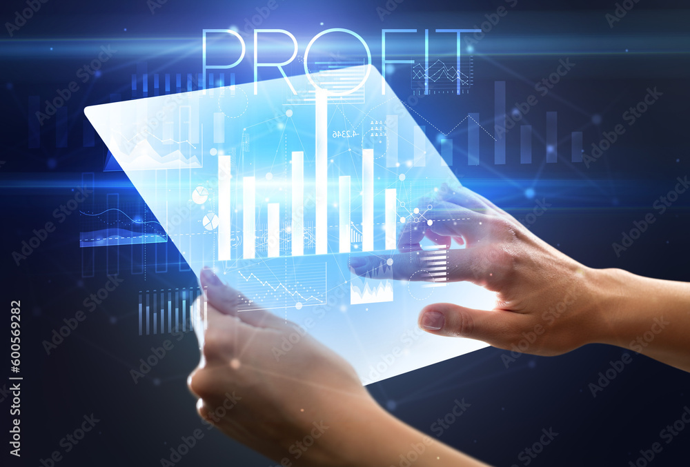 Hand holding futuristic, business concept Hand holding futuristic, business concept