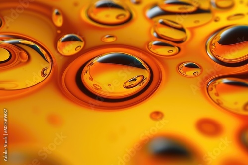 A close up of water drops on a yellow background Generative AI