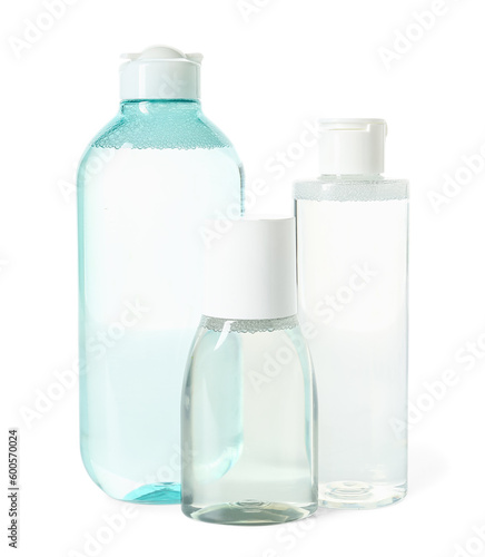 Three clear plastic bottles...