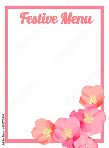 Spring Festive Menu. Happy valentines day menu background. Design template for holidays with spring flowers. © innabelavi