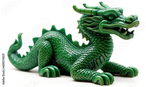 Green dragon on white background  generative AI