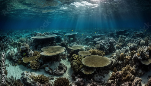 Colorful sea life thrives in tropical reef generated by AI