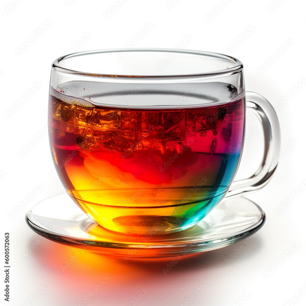 Regenbogen Tee in Tasse aus Glas - generative ai Regenbogen Tee in Tasse aus Glas - generative ai