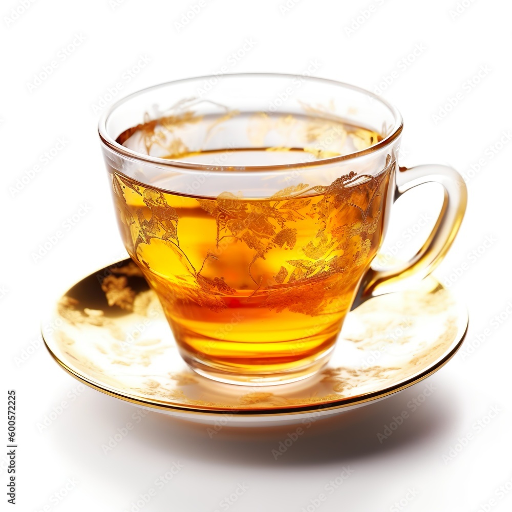 gold Tee in Tasse aus Glas - generative ai gold Tee in Tasse aus Glas - generative ai