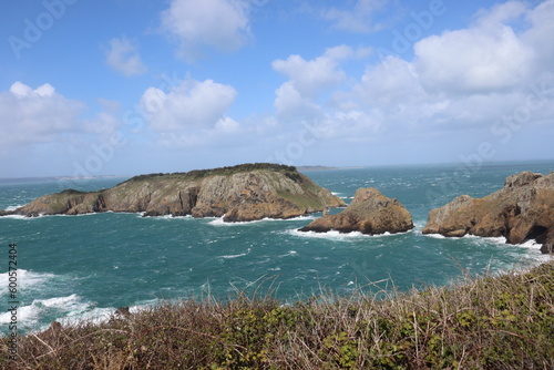 Guernesey, port, bateau, église, anglo-normand