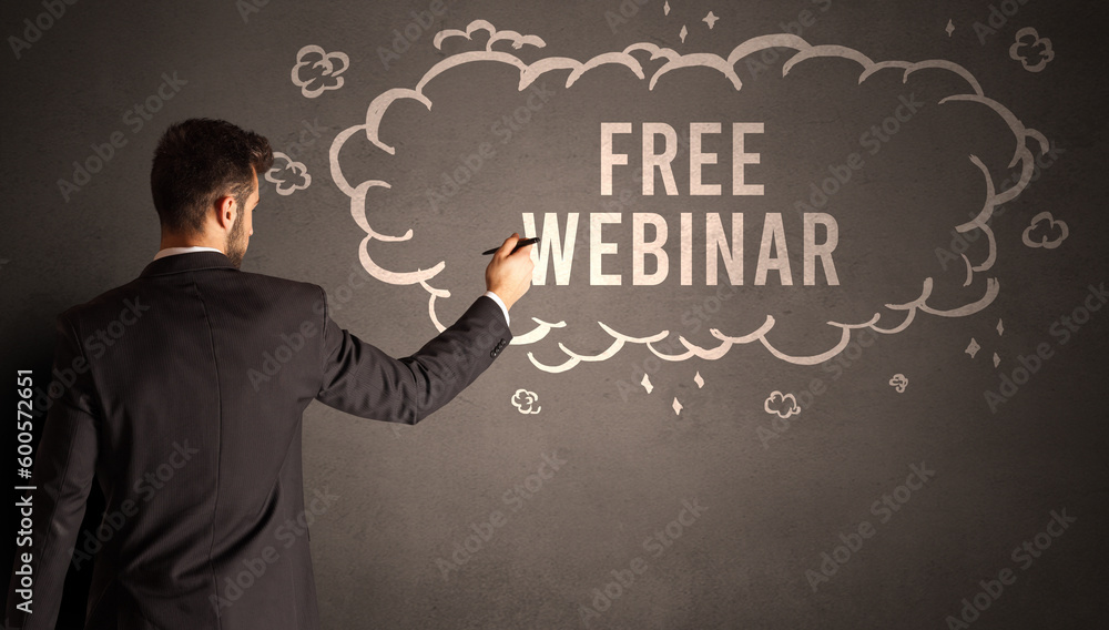 businessman drawing a cloud with inscription businessman drawing a cloud with inscription