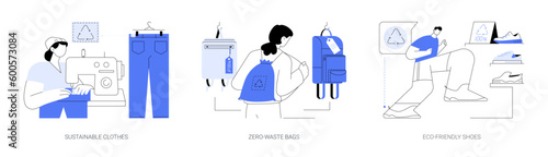 Products from recycled materials abstract concept vector illustrations.