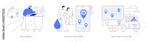 Smart waste management system abstract concept vector illustrations.