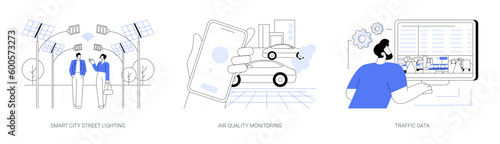 IoT city solutions abstract concept vector illustrations.