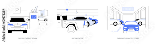 Smart parking management system abstract concept vector illustrations.