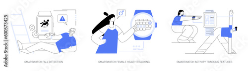 Smartwatch applications abstract concept vector illustrations.
