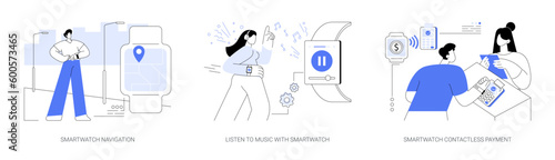 Smartwatch use abstract concept vector illustrations.
