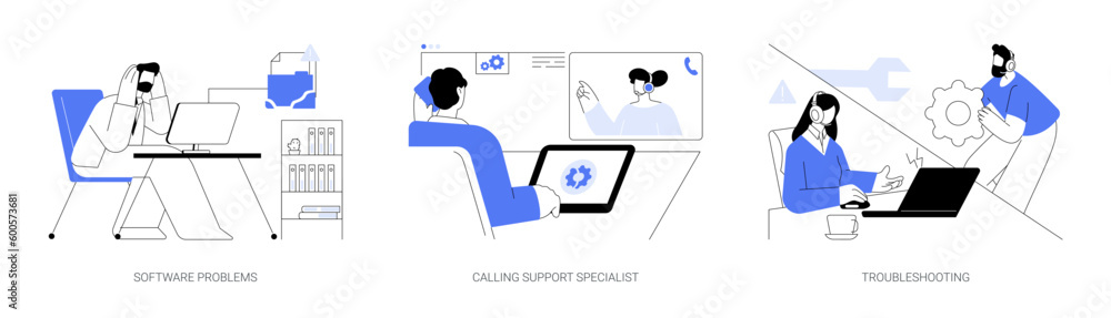 Software support line abstract concept vector illustrations. - obrazy, fototapety, plakaty 