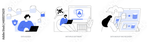 Data loss prevention abstract concept vector illustrations.